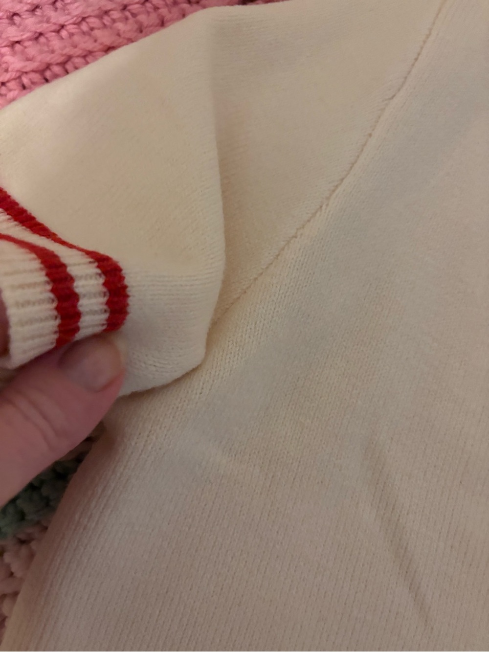Women’s Short Sleeve Collared Polo Sweater with Red Stripe Detail - Picture 2 of 6
